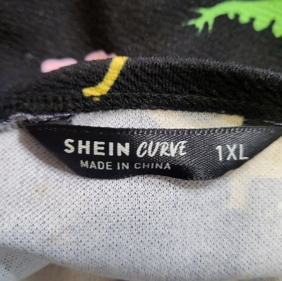 Shein Curve Dinosaur Print Open Front Coat Size 1XL - Picture 3 of 5